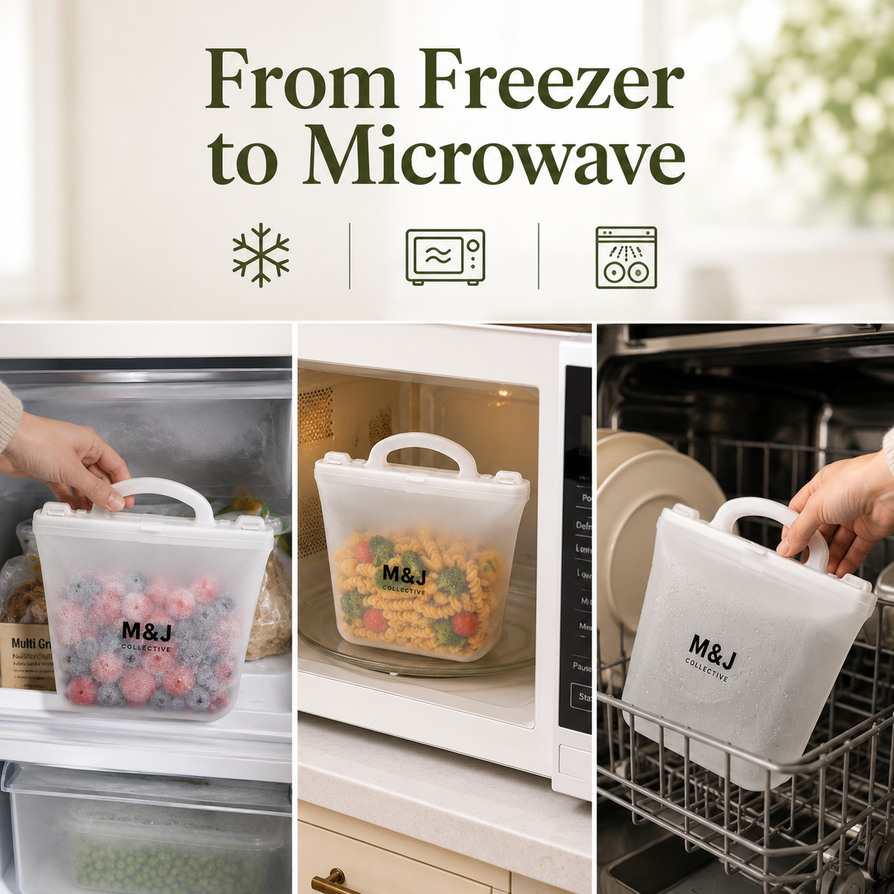 Reusable Silicone Food Storage Bags – White & Gray | 2-Pack