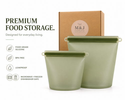 Reusable Silicone Food Storage Bags – 2 Pack