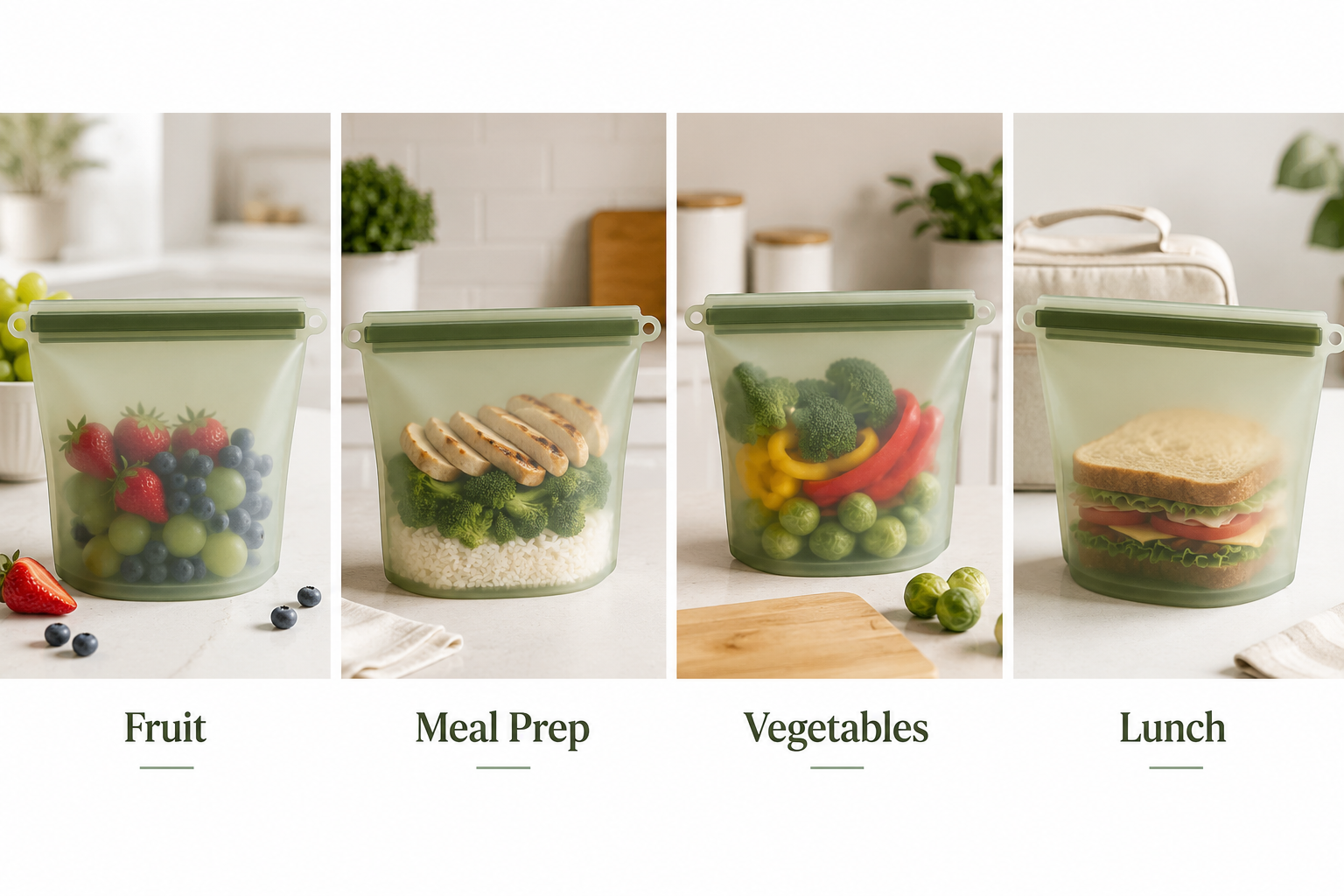 Reusable Silicone Food Storage Bags – 2 Pack