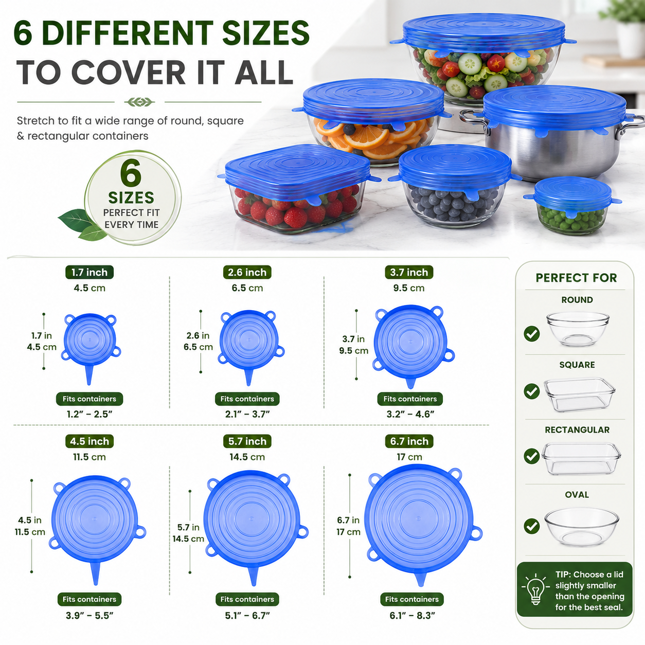 Premium Reusable Silicone Stretch Lids