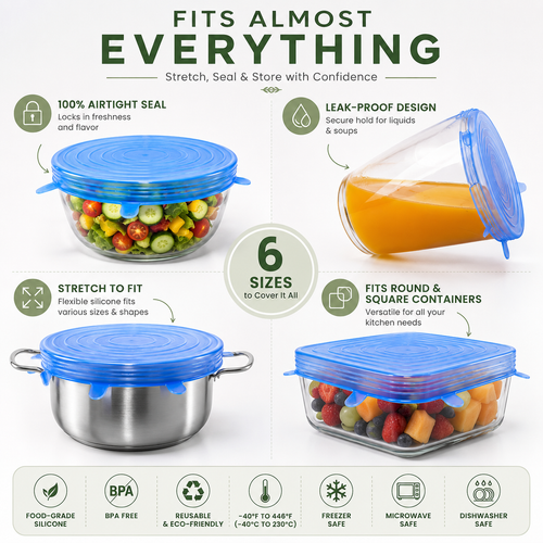 Premium Reusable Silicone Stretch Lids